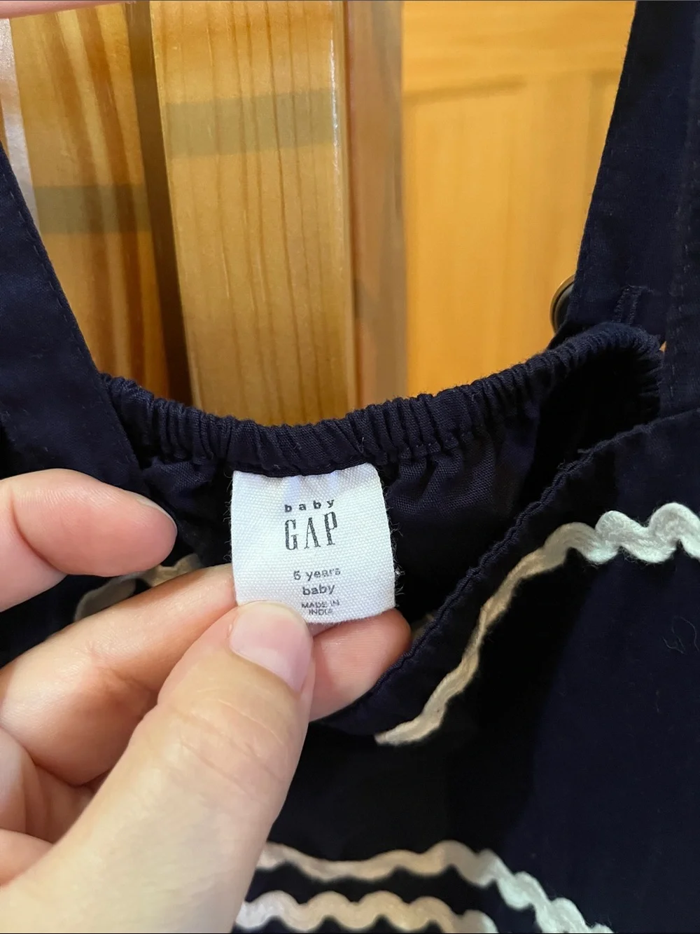 Baby Gap size 5 Navy and White Ruffle-Trim Sundress
